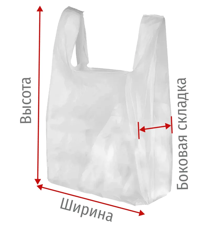 Схема размеров пакета майка ПНД